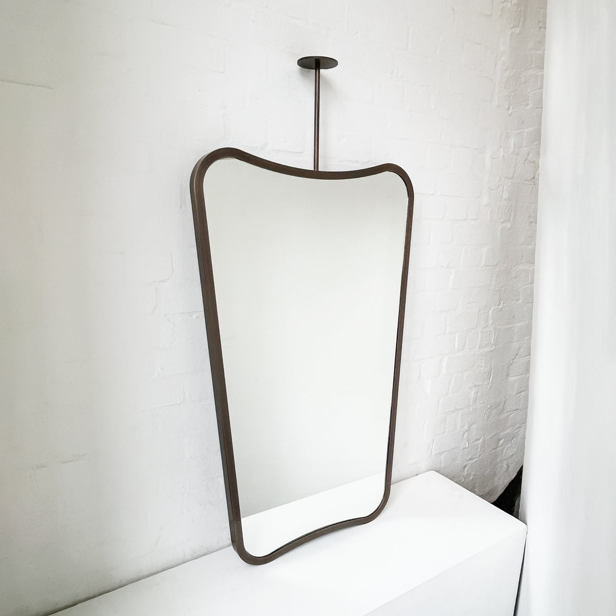 Freeform Ceiling Suspended Mirror with Bronze Patina Full Frame - Vintage N. 2