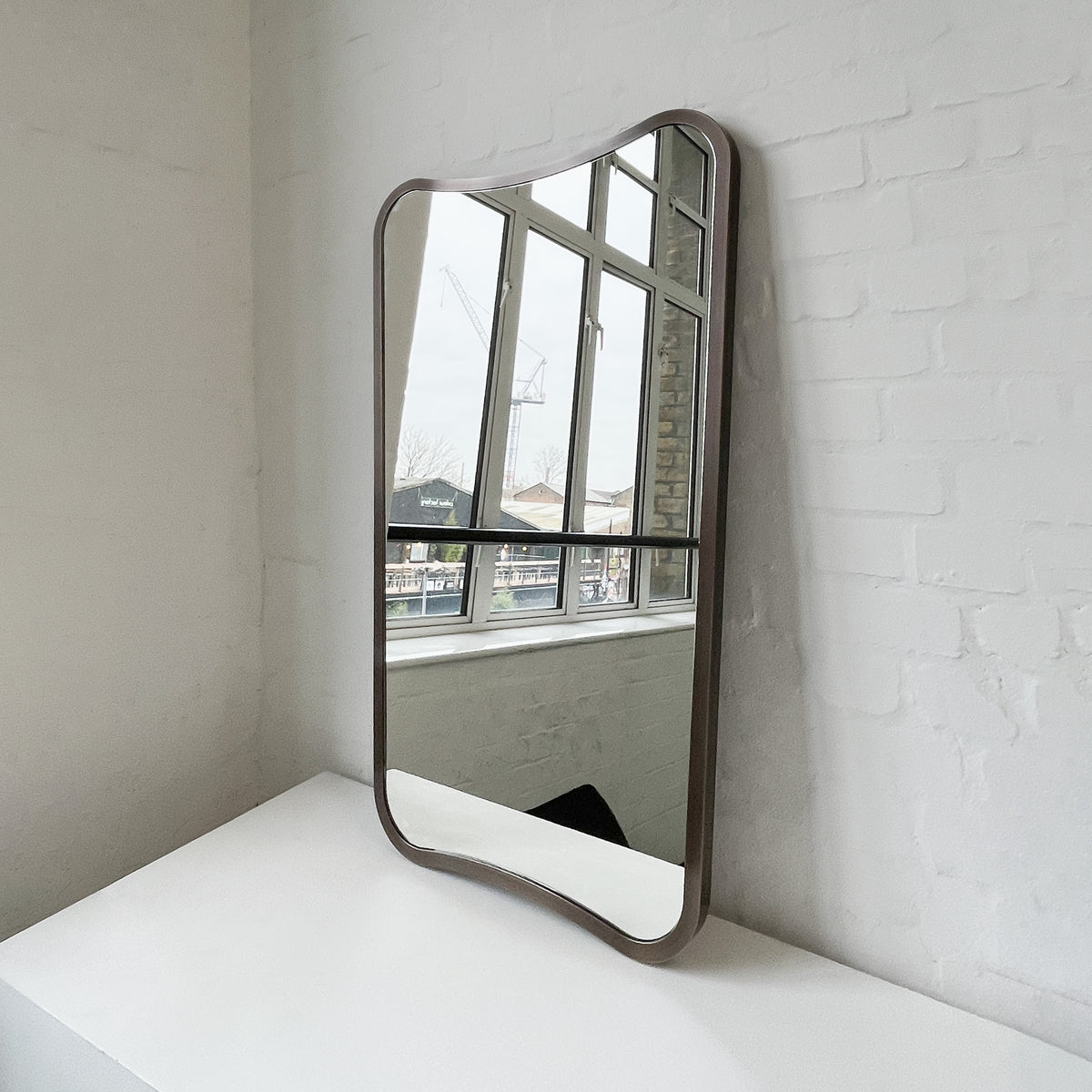 Mid-century style Freeform Mirror with Bronze Patina Full Frame - Vintage N.2