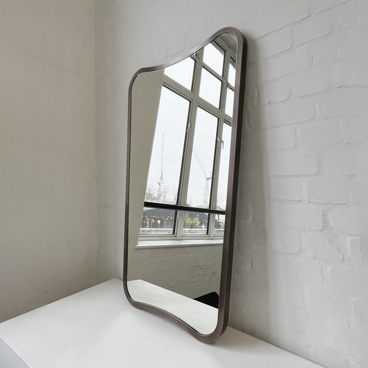 Mid-century style Freeform Mirror with Bronze Patina Full Frame - Vintage N.2