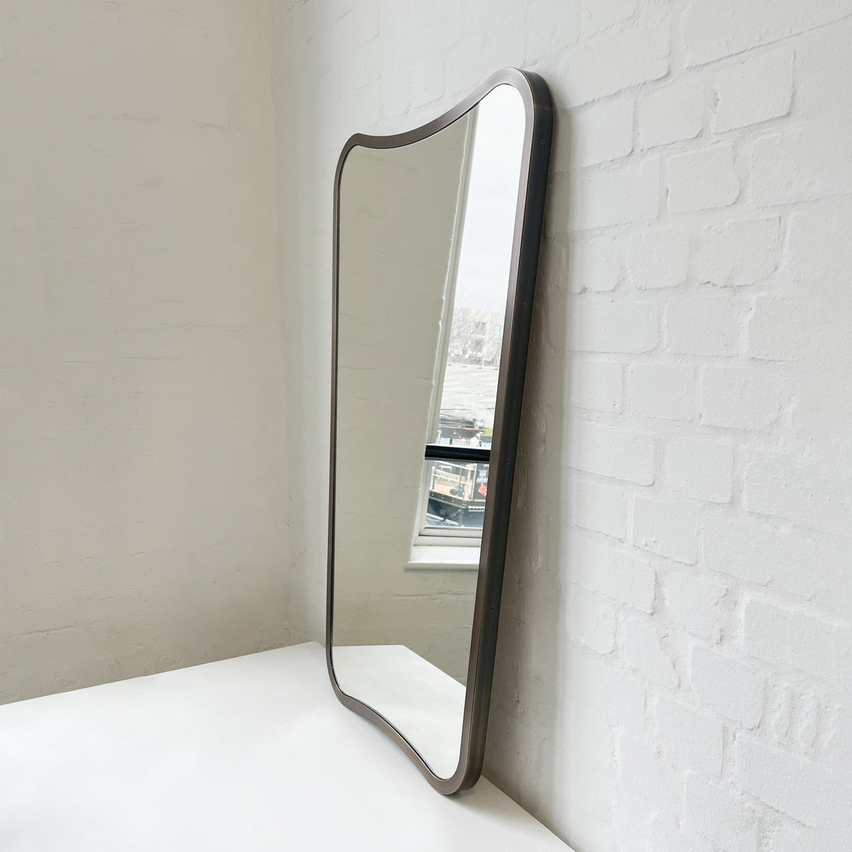 Mid-century style Freeform Mirror with Bronze Patina Full Frame - Vintage N.2