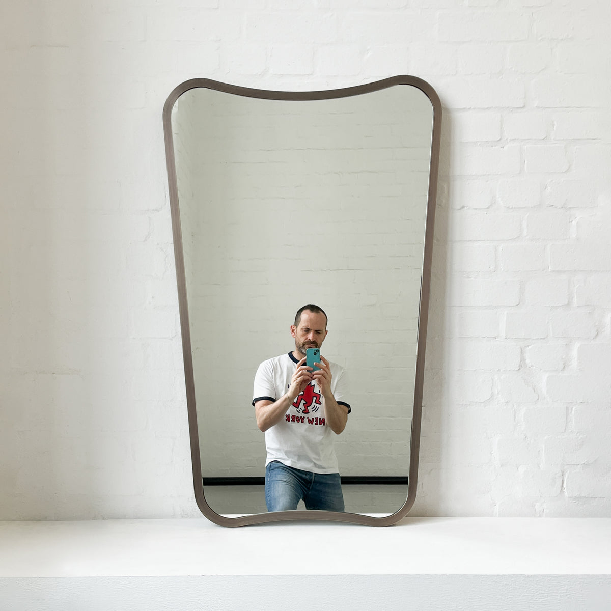 Mid-century style Freeform Mirror with Bronze Patina Full Frame - Vintage N.2