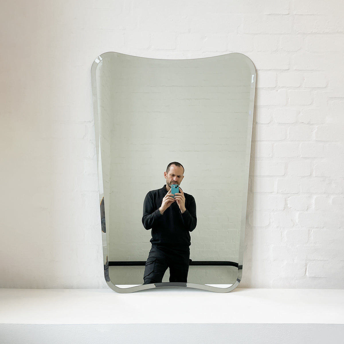 Gio Ponti Inspired Freeform Frameless Mirror with a Bevel