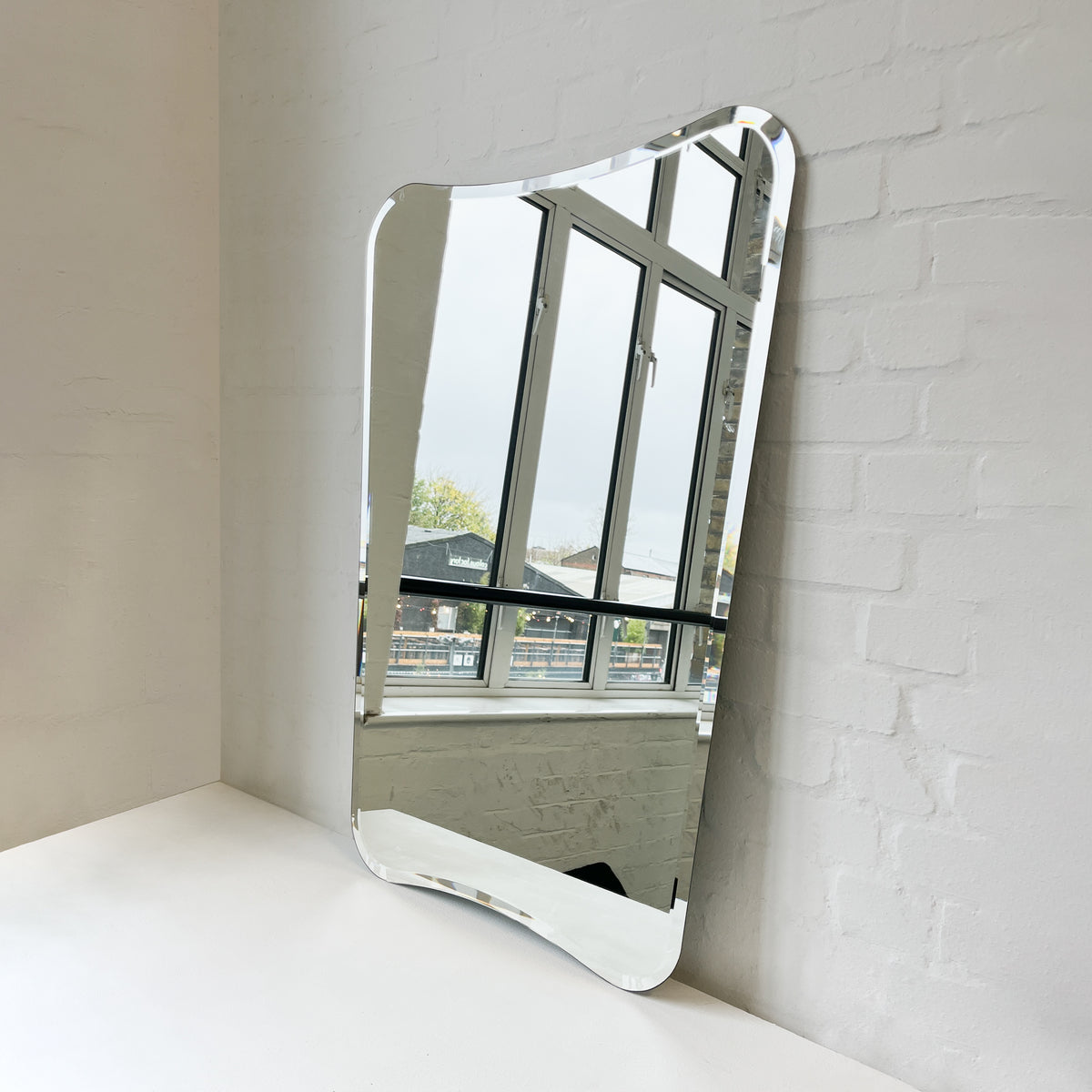 Gio Ponti Inspired Freeform Frameless Mirror with a Bevel