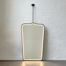 Mid-century style Ceiling Suspended Illuminated Mirror with Brass Frame - Vintage N. 4
