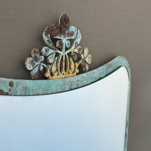 NEW Mid-Century style Mirror with Ornate Verdigris Bronze Patina Crown Frame - Vintage N.2