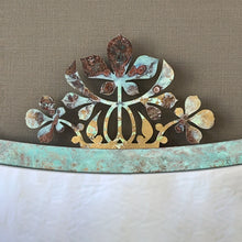 NEW Mid-Century style Mirror with Ornate Verdigris Bronze Patina Crown Frame - Vintage N.2