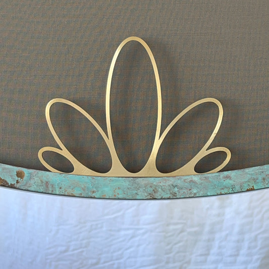 NEW Mid-Century style Mirror with Ornate Verdigris Bronze Patina Crown 1 Tipo Frame - Vintage N.2