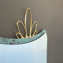 NEW Mid-Century style Mirror with Ornate Verdigris Bronze Patina Crown Frame - Vintage N.2