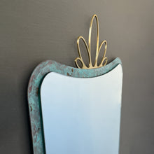 NEW Mid-Century style Mirror with Ornate Verdigris Bronze Patina Crown Frame - Vintage N.2