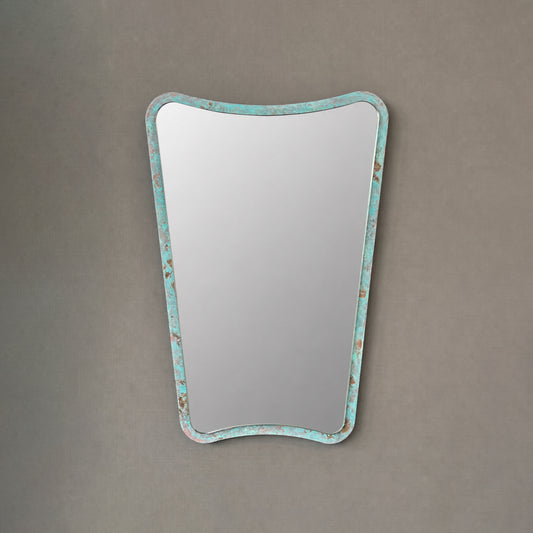 NEW Gio Ponti Inspired Mirror with Verdigris Patina Frame - Vintage N.2