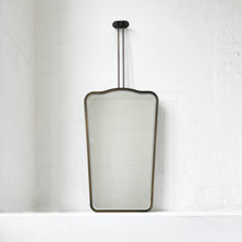 Ceiling Suspended Illuminated Mirror with Bronze Patina Frame and Twin Arms - Vintage N.4