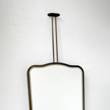 Ceiling Suspended Illuminated Mirror with Bronze Patina Frame and Twin Arms - Vintage N.4