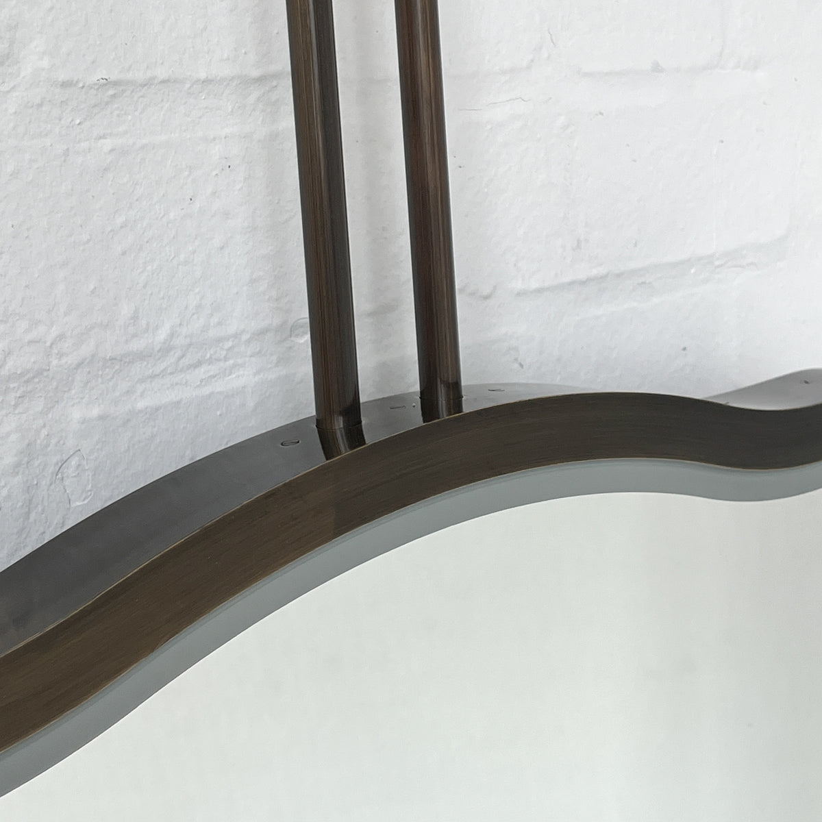 Ceiling Suspended Illuminated Mirror with Bronze Patina Frame and Twin Arms - Vintage N.4