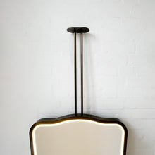 Ceiling Suspended Illuminated Mirror with Bronze Patina Frame and Twin Arms - Vintage N.4
