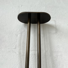 Ceiling Suspended Illuminated Mirror with Bronze Patina Frame and Twin Arms - Vintage N.4