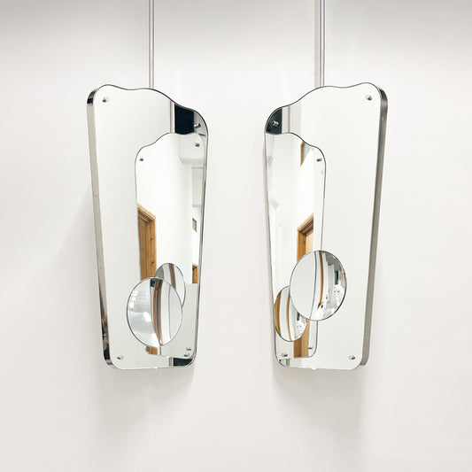 Mid-century Inspired Ceiling Suspended Mirror with Minimalist Frame