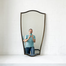 Vintage N.7 Freeform Beveled Mirror with Bronze Patina Brass Frame