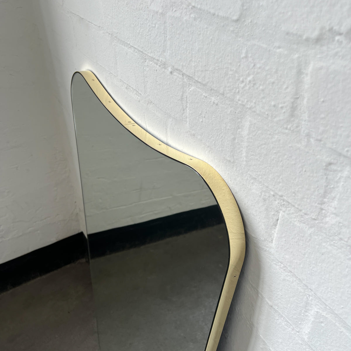 Mid-century Inspired Freeform Mirror with Minimalist Brass Frame - Vintage N.2