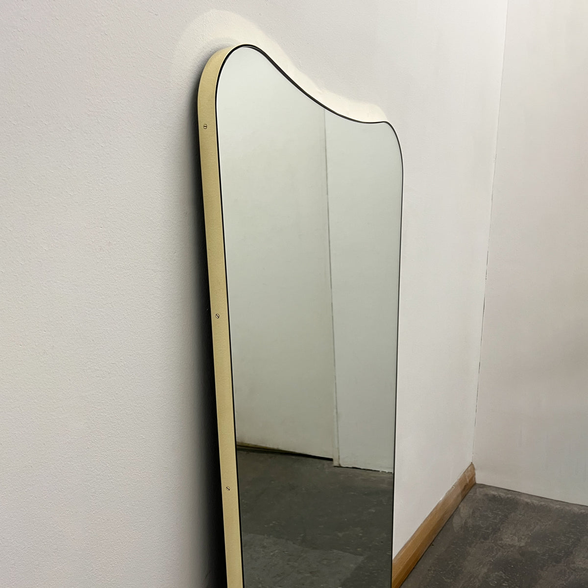 Mid-century Inspired Freeform Mirror with Minimalist Brass Frame - Vintage N.2