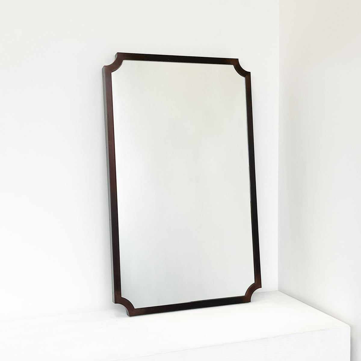 Vintage Inspired Wall Mirror with Scalloped Bronze Patina Frame
