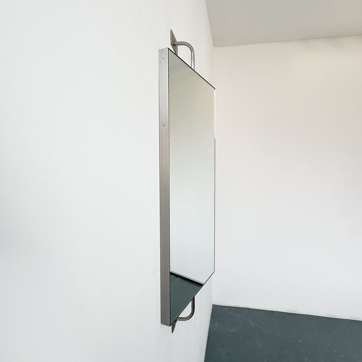 Wall Attached Rotating Rectangular Suspended Mirror with Stainless Steel Frame