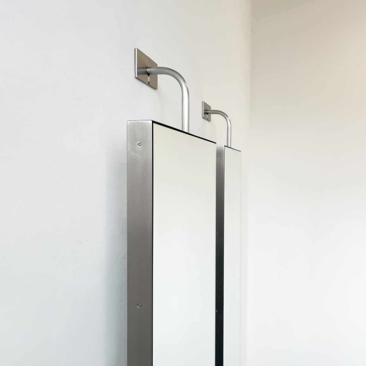 Wall Attached Rotating Rectangular Suspended Mirror with Stainless Steel Frame