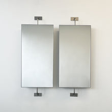 Set of 2 Wall Attached Rotating Rectangular Suspended Mirrors with Stainless Steel Frame