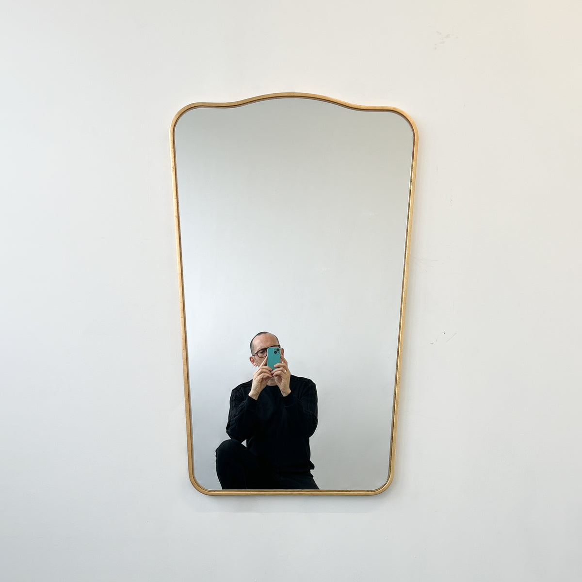 Mid Century style Mirror with Handcrafted Gold Gilded Frame