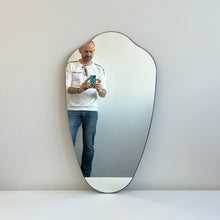 Vintage N.9 Mid-century Inspired Freeform Wall Mirror with Minimalist Frame