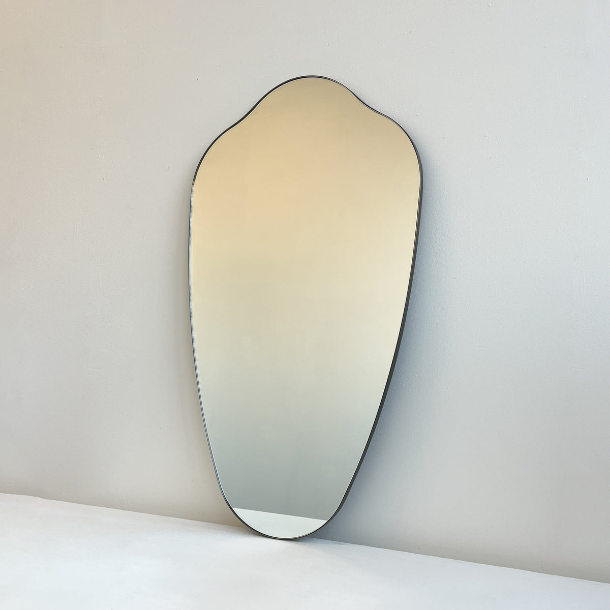 Vintage N.9 Mid-century Inspired Freeform Wall Mirror with Minimalist Frame