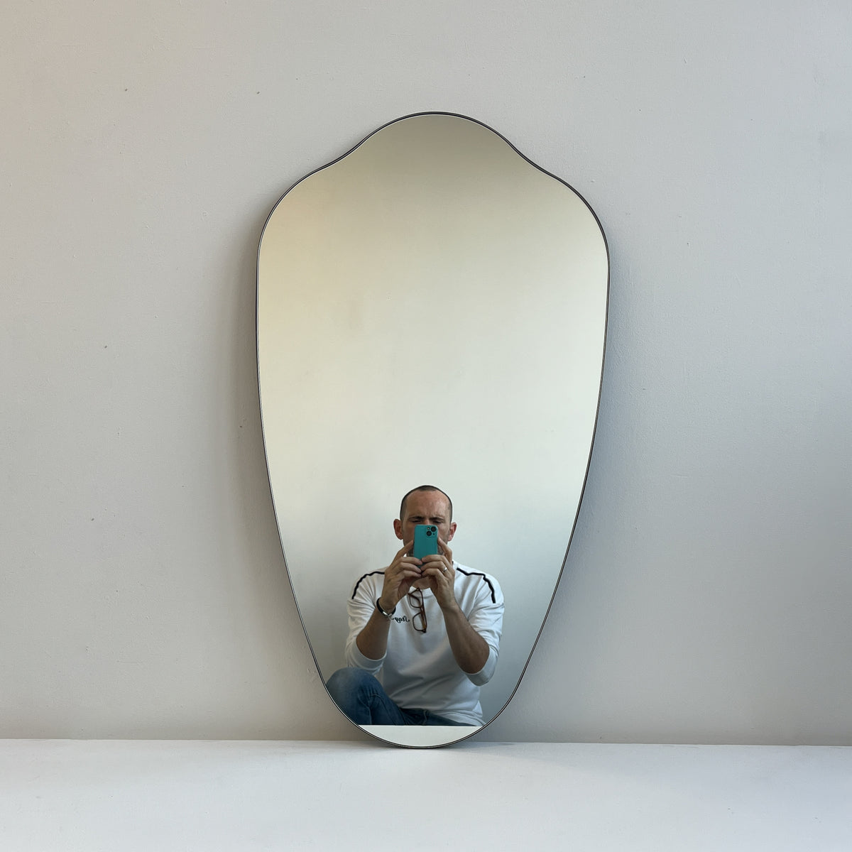 Vintage N.9 Mid-century Inspired Freeform Wall Mirror with Minimalist Frame