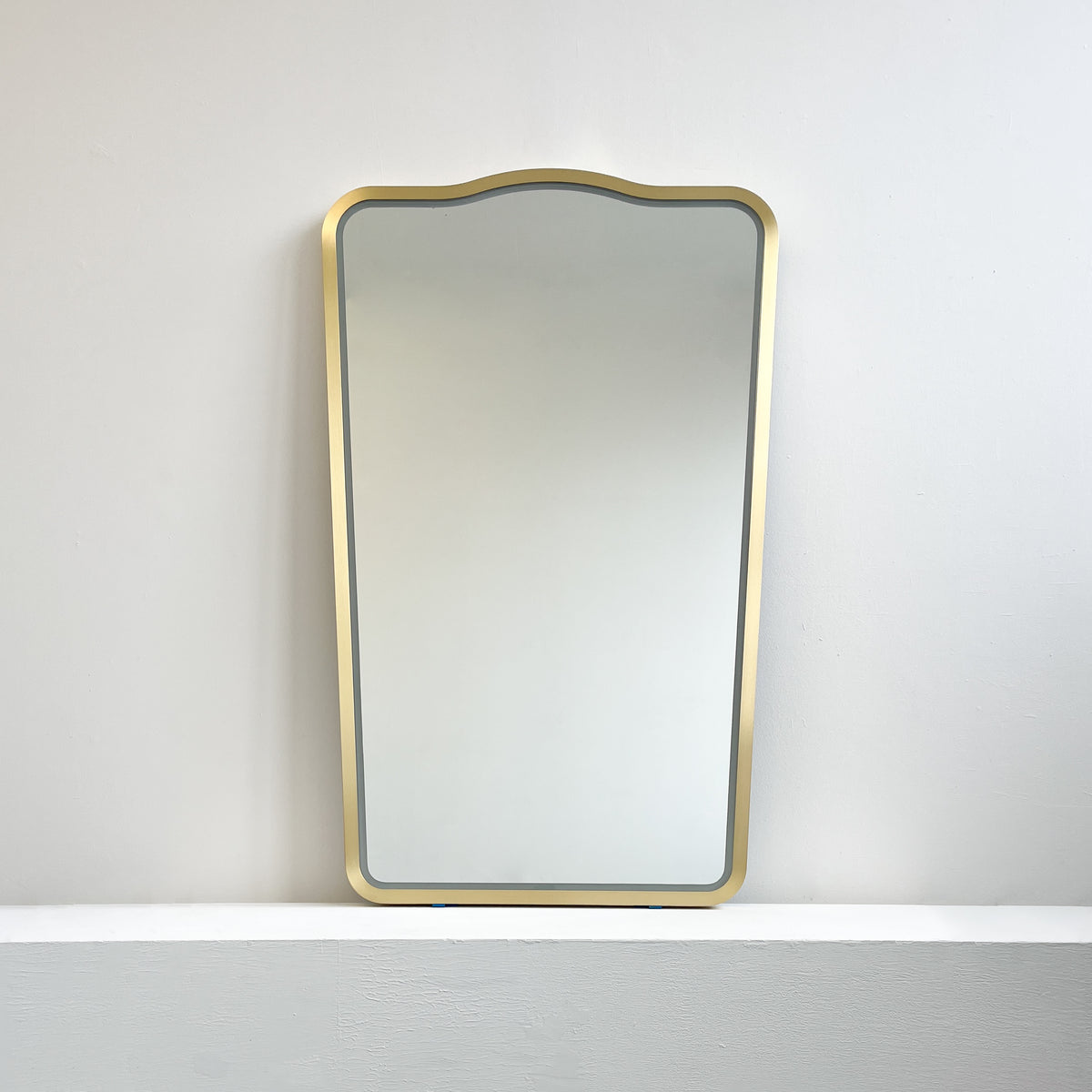 Mid-century inspired Wall Mirror with Front Illumination and Brass Frame
