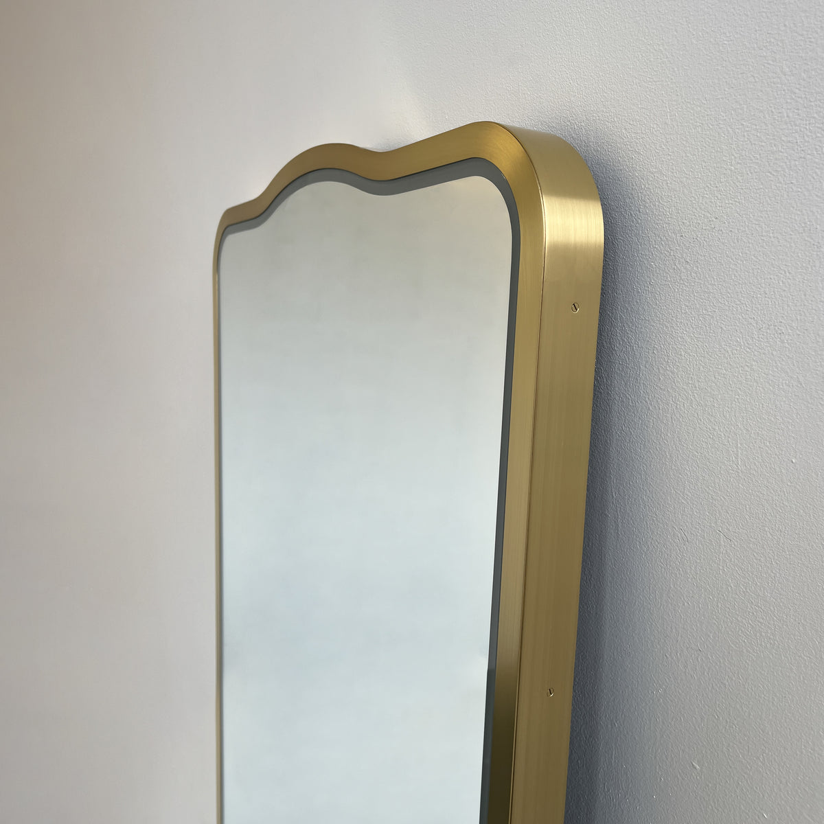 Mid-century inspired Wall Mirror with Front Illumination and Brass Frame