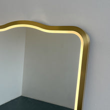 Mid-century inspired Wall Mirror with Front Illumination and Brass Frame