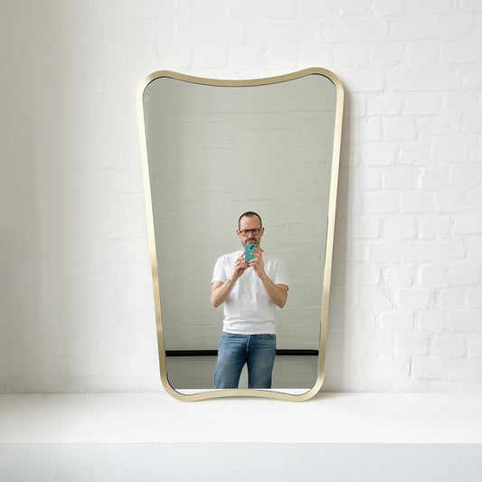 Mid-century style Freeform Wall Mirror with Brass Full Frame - Vintage N.2
