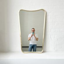 Mid-century style Freeform Wall Mirror with Brass Full Frame - Vintage N.2