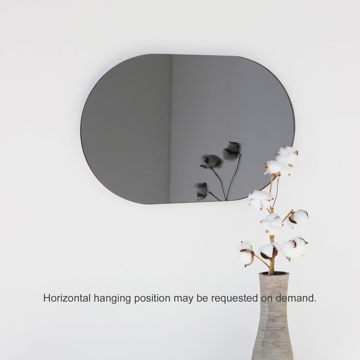 Capsule shaped Black Tinted Contemporary Frameless Mirror