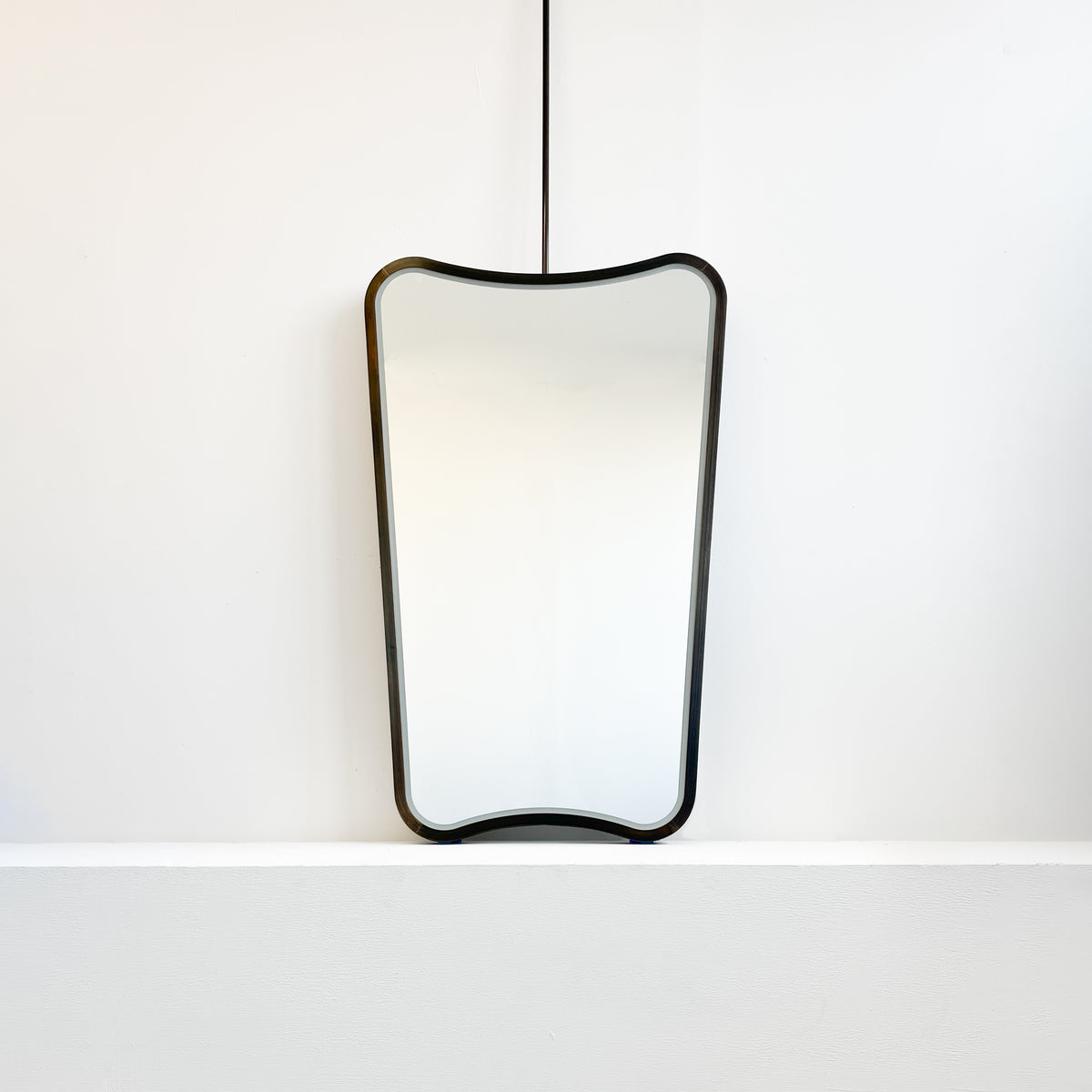 Ceiling Suspended Vintage Mirror with Front Illumination and Bronze Patina Frame