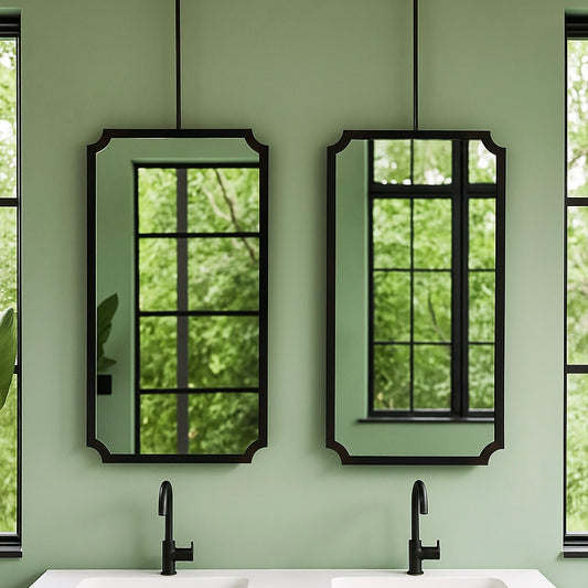 Ceiling Suspended Vintage N.8 Mirror with Bronze Patina Scalloped Frame