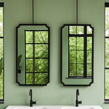 Ceiling Suspended Vintage N.8 Scalloped Mirror with Bronze Patina Full Frame