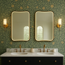 Mid-century inspired Wall Mirror with Front Illumination and Bronze Patina Frame - Vintage N.2