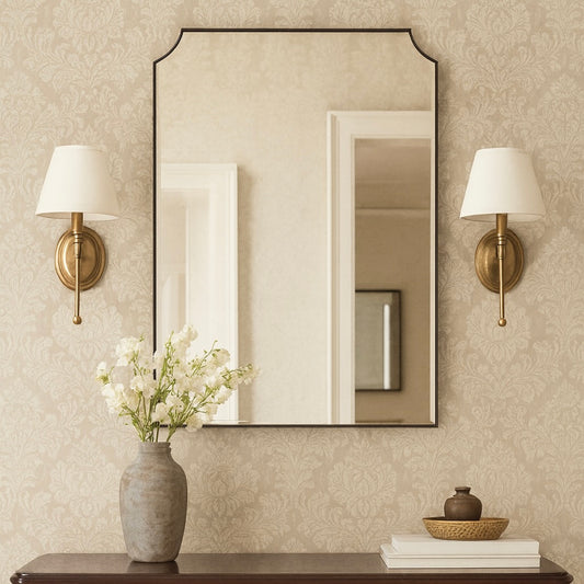 Mid-century-inspired Decorative Mirror with Bronze Patina Frame - Vintage N.6