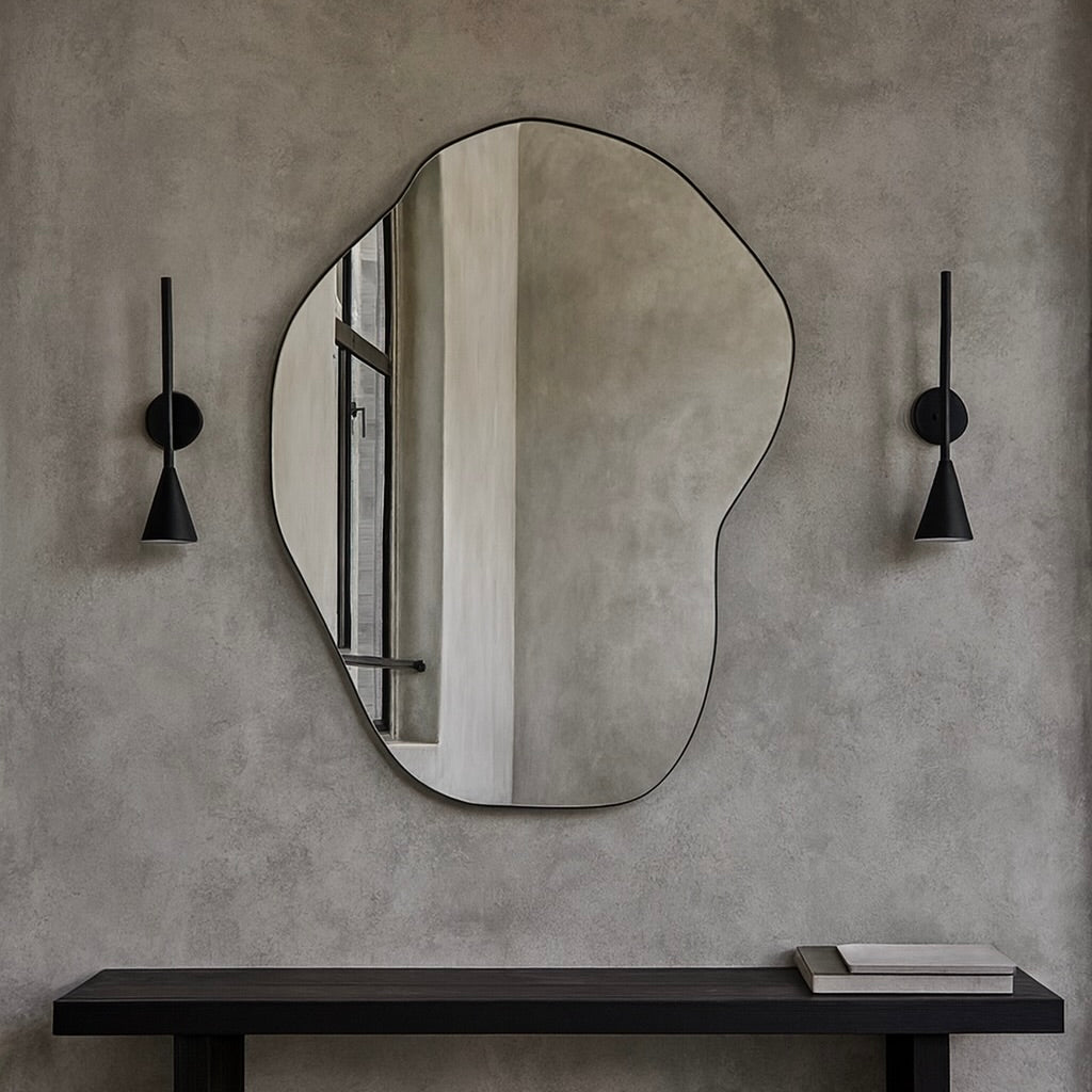 Freeform Organic Mirror with Handcrafted Bronze Patina Frame - C
