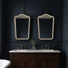 Mid-century style Ceiling Suspended Illuminated Mirror with Brass Frame - Vintage N. 4