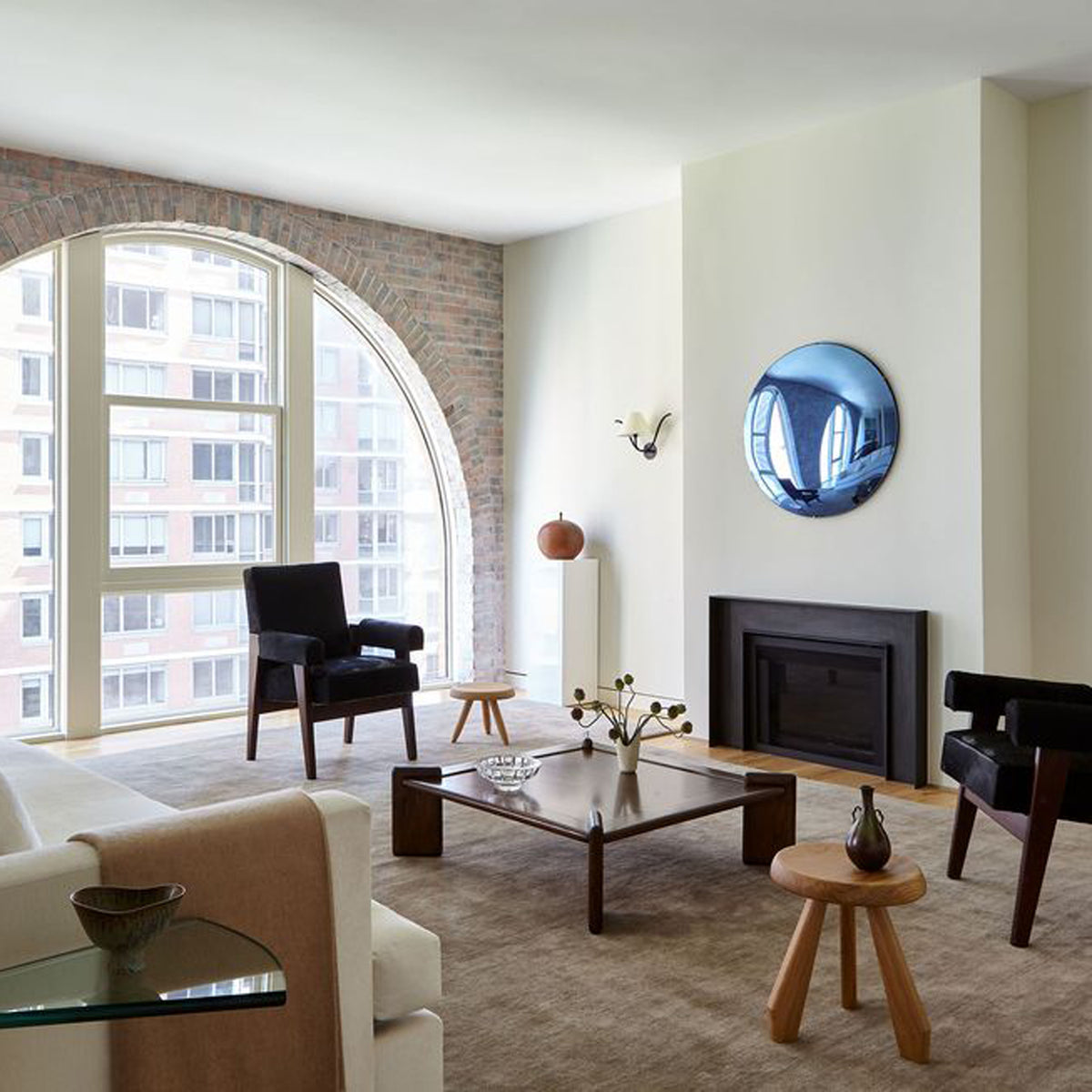Orbis™ Round Blue Tinted Modern Convex Frameless Mirror