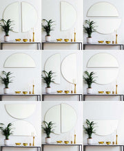 Set of 2 Luna™ Round Half-Moon Modern Frameless Mirrors with a Floating Effect