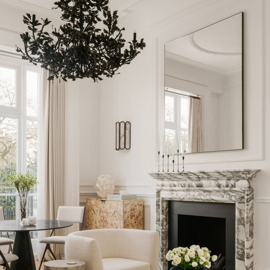 Quadris™ Overmantel Rectangular Modern Mirror with Bronze Patina Brass Frame