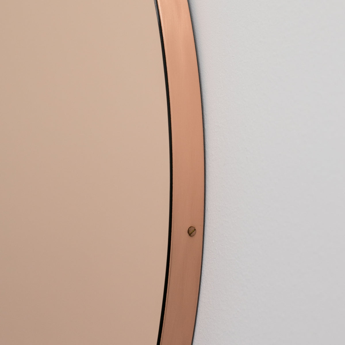 In Stock Orbis Dualis Mixed Tint Rose Gold + Silver Contemporary Round Mirror with Copper Frame