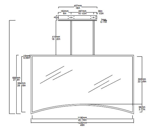 Bespoke AP Organic Mirror Brushed Brass Frame Finish 2 Rods (699 x 1220 x 30mm)