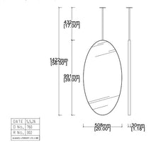 Bespoke ceiling suspended Ovalis™ mirror No illumination Minimalist frame polished brass finish 1 arm  (991 x 508 x 30mm)